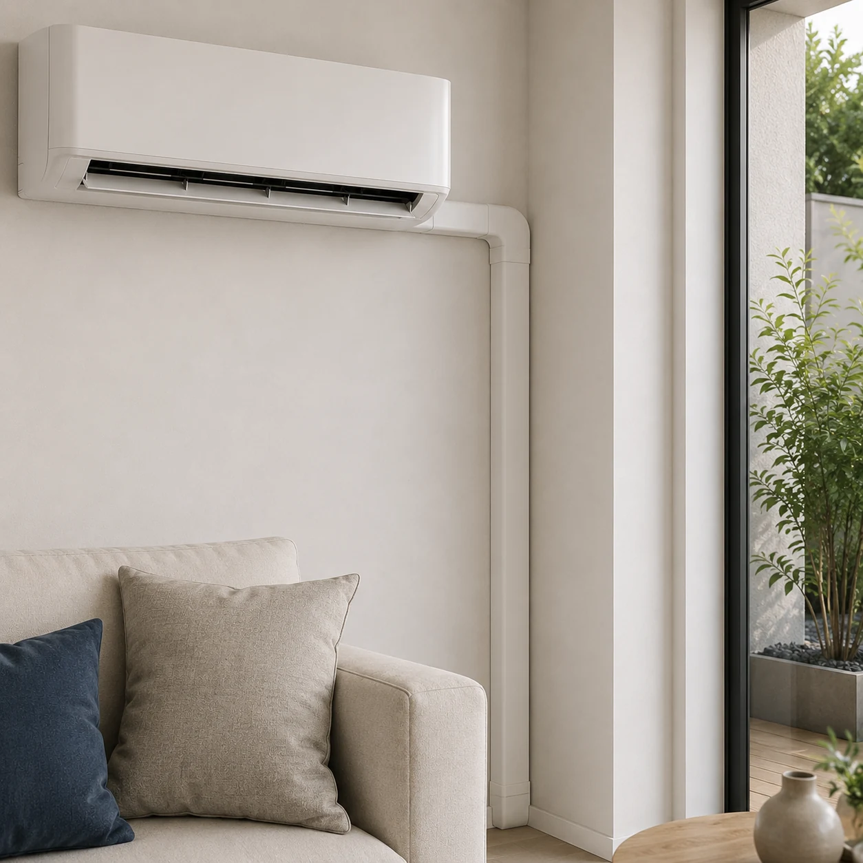 Goulotte propre integrant les liaisons d'une climatisation