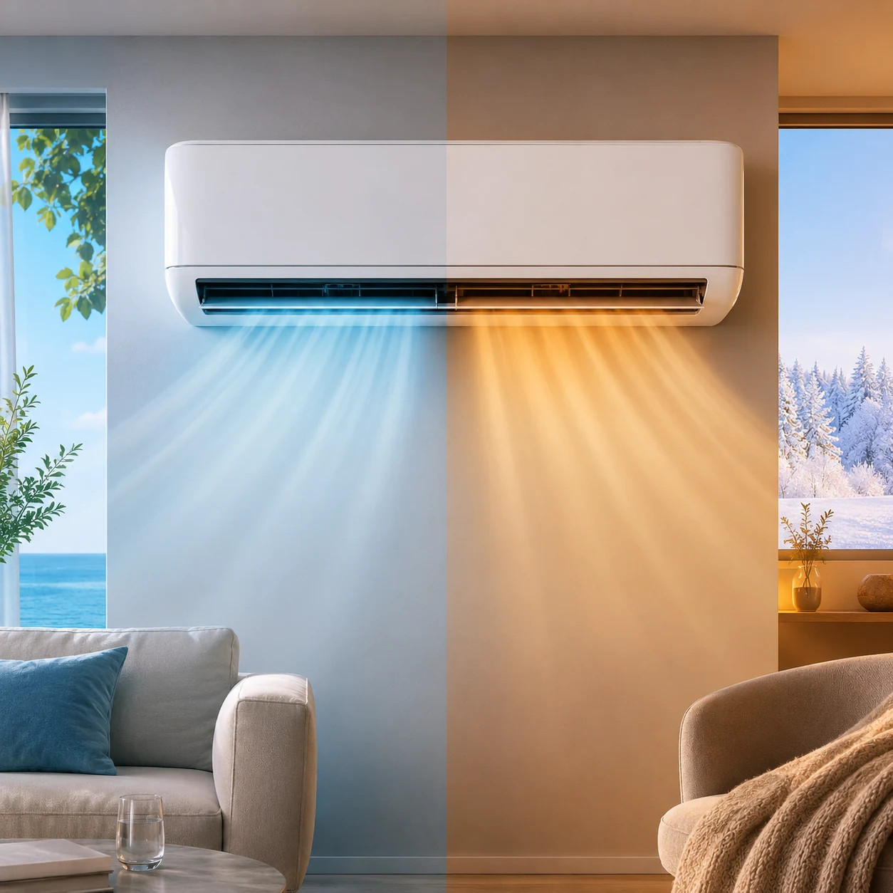 Climatisation reversible diffusant air froid et air chaud