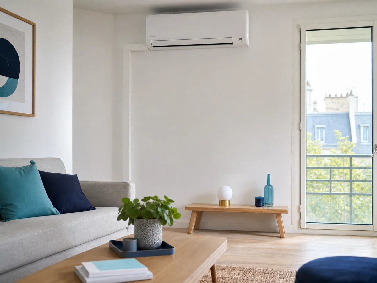 Climatisation murale installée dans un séjour