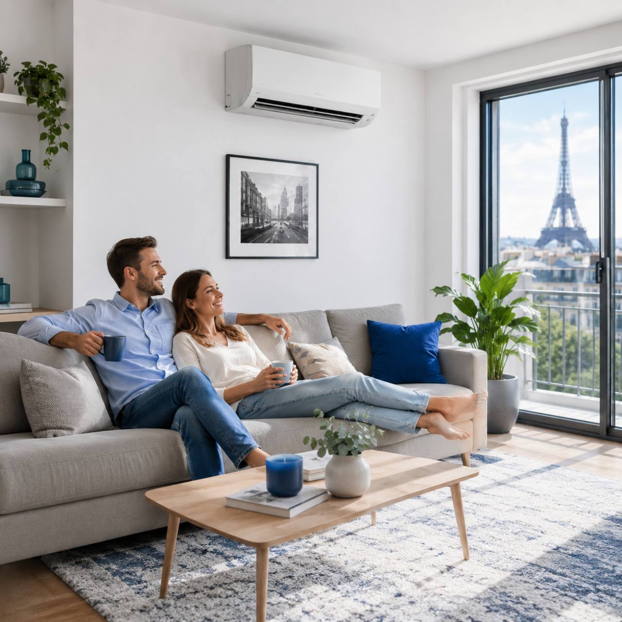 Confort reversible en sejour realisee par Climqualite
